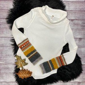 FREE PEOPLE Mixed Up Sweater Cuff Thermal Top